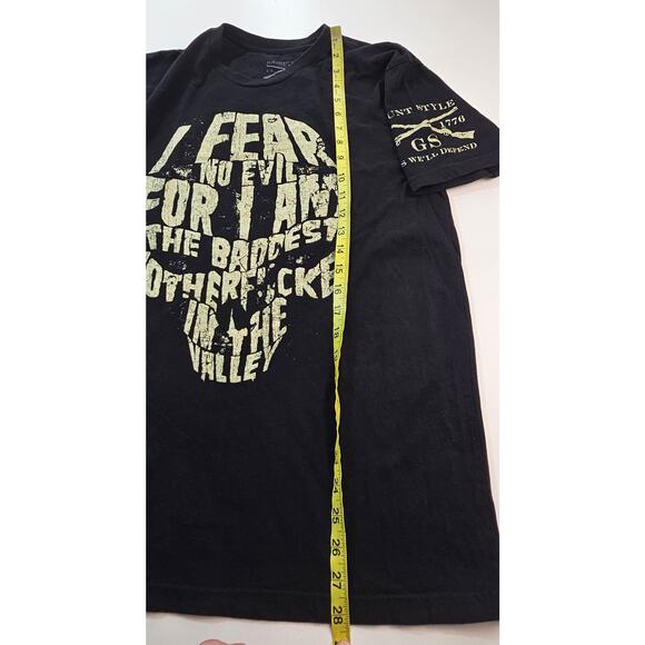 I fear no evil because I'm the baddest grunge 1st ammendment shirt grunt style M - Picture 2 of 4